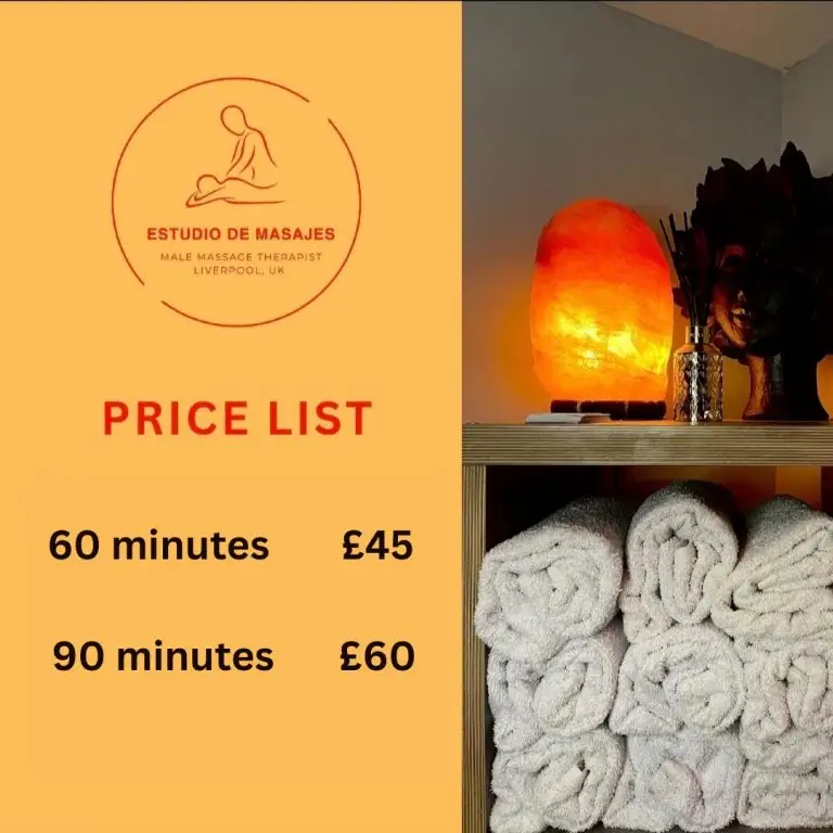 Liverpool massage price list